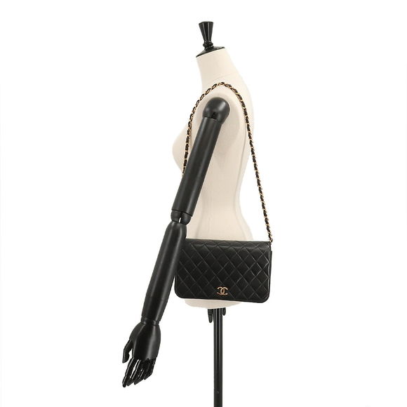 Chanel Matelasse Chain Shoulder Bag Leather Black Gold Hardware Push Lock - Picture 7 of 7